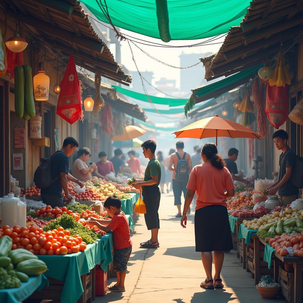 Không khí nhộn nhịp và các hoạt động mua bán tại Chợ Chánh Hiệp, Phường Chánh Hiệp, Thị xã Tân Uyên, Bình Dương